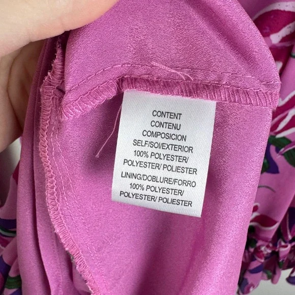 WAYF Tiered Ruffle Floral Mini Dress Size Medium Pink Long Sleeve Feminine Flowy - Picture 7 of 11